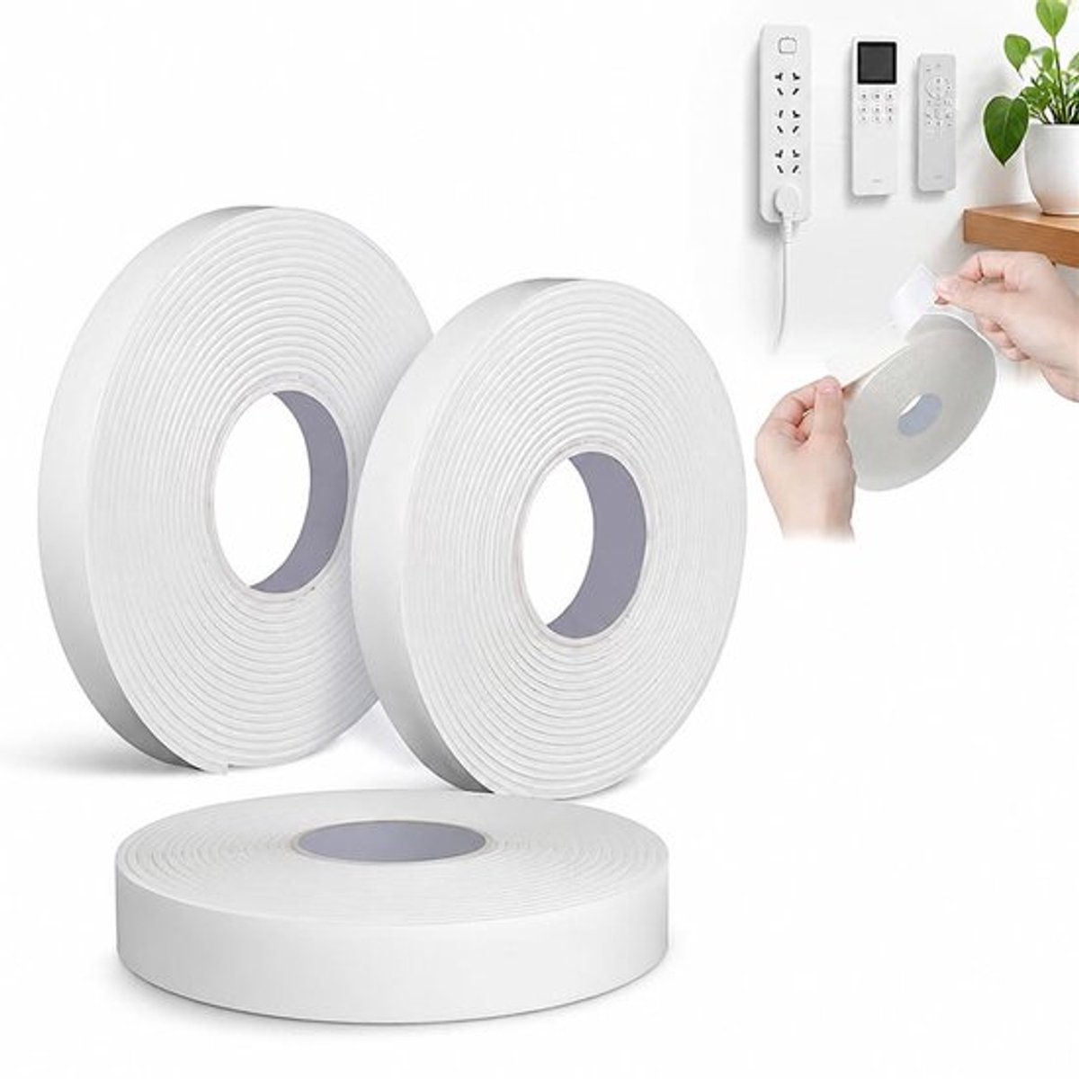 Schuimband extra sterk - Dubbelzijdig tape - Waterdicht - Voor binnen/buiten - Hechting zonder beschadigen - Weerbestendig - Temperatuurbestendig van -30°C tot 60°C - Dubbelzijdige Tape