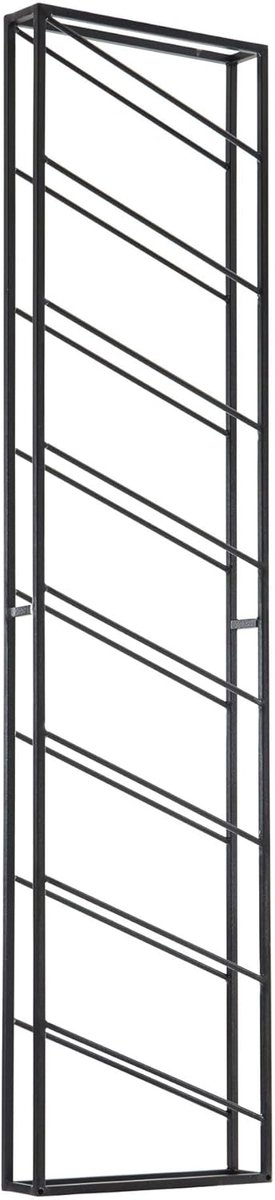 Wijnrek Wand 36x8x150 cm Metaal Zwart voor 8 Flessen | flessenrek hangend voor wandmontage, smal flessenhouder voor de keuken, handgemaakt, wijnopslag