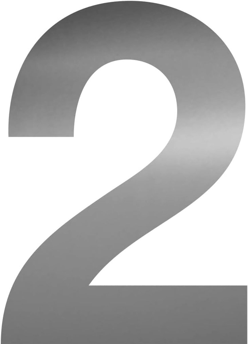 iSecur Huisnummer Sticker 2 Zilver 10 cm - kfz6752 | Zelfklevend huisnummer, cijfer om op te plakken voor buiten, vrijstaande folie plotsticker met een hoogte van 10 cm