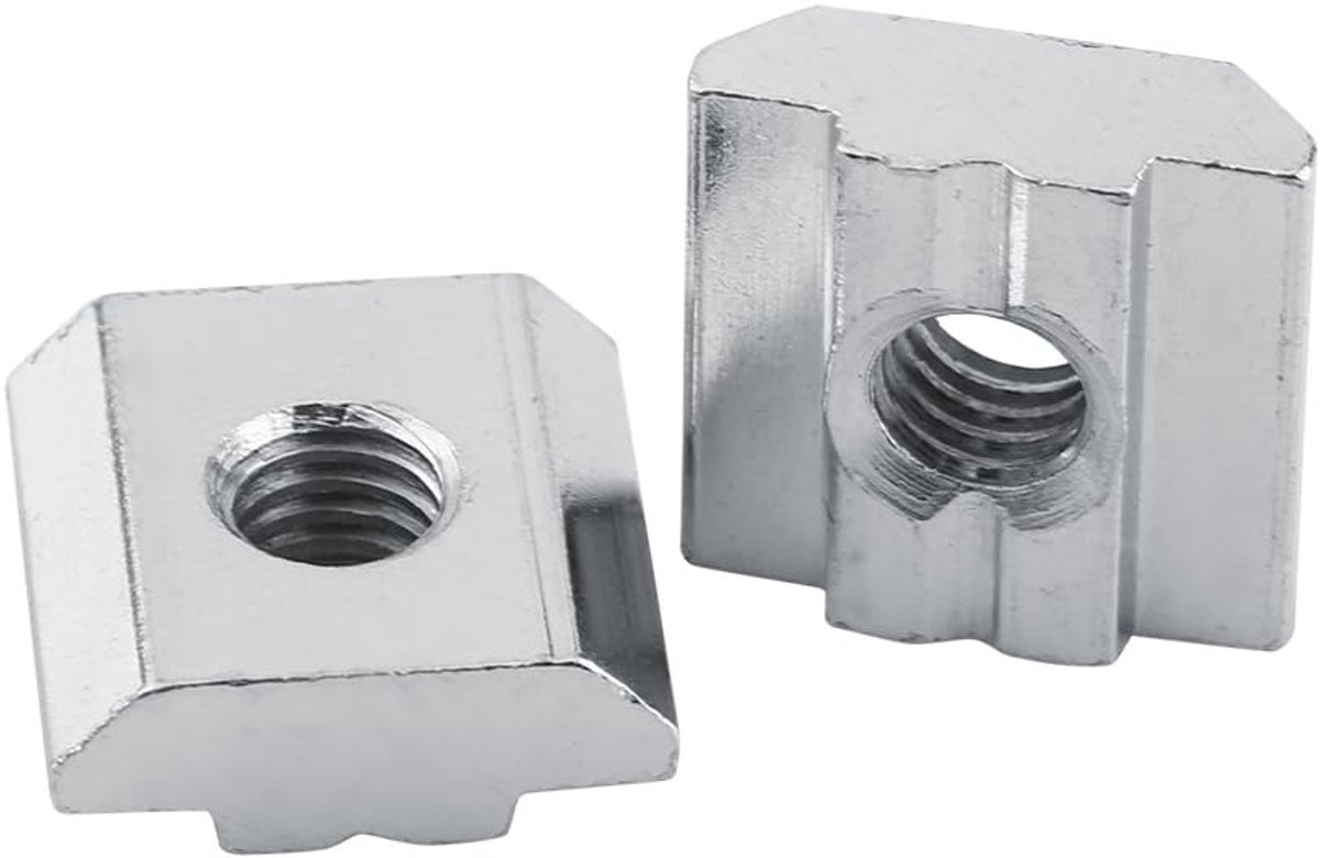 50s Vernikkeld T-Moer Moer Koolstofstaal Zilver Carbon Slide Lock Voor Aluminium Profiel Accessoires Europese Standaard (eu30-m6)