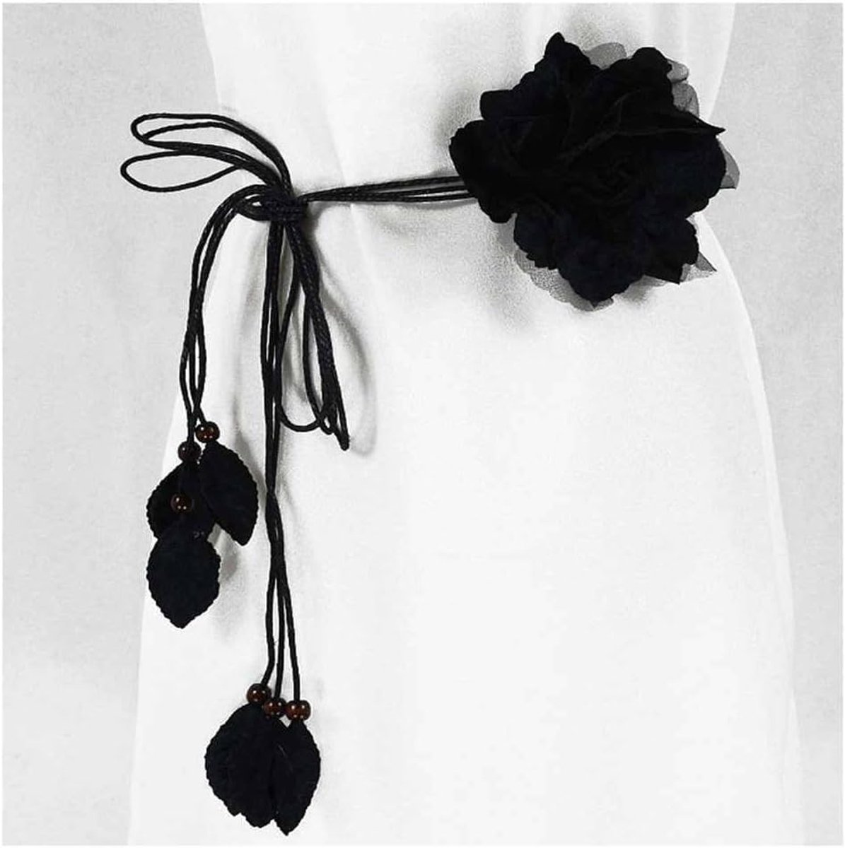 Bloemenriem voor dames, chiffon, bloem, bruidsriem, verstelbare kwast, riem, geweven riem, bloemenkrans, vintage tailleriem, heupriem, decoratie voor festival, party, bruiloft, strand, 150 cm