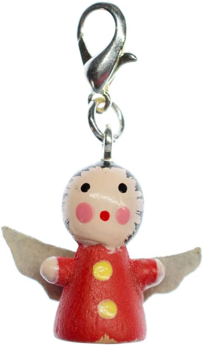 Bedels Xmas rood - handgemaakte modesieraden I kettinghanger verzilverd - bedelhanger bedelarmband - hanger voor armband, 19 mm, Metaal Hout
