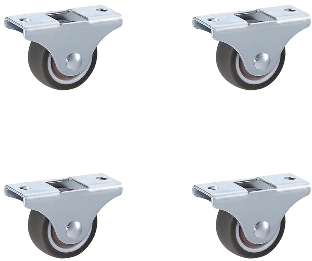 Stille TPR Wielen Ø 25 x 13 mm met Plaatbevestiging Rubber Wielen zonder Rem Vervanging voor Meubilair en Mobiele Kast Laadvermogen 40kg Grijs Pak van 4 stuks