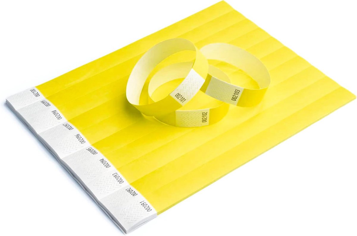 iboo Tyvek 500 gele papieren armbanden voor controle en veiligheid, voor evenementen, feesten, festivals en reizen, entreearmbanden