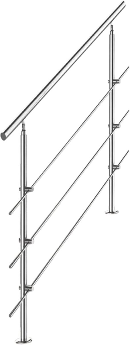 stalen trapleuning, reling voor trappen, balustrade, balkon, 100 cm, met 3 dwarsbalken Ø 42 mm, voor binnen en buiten