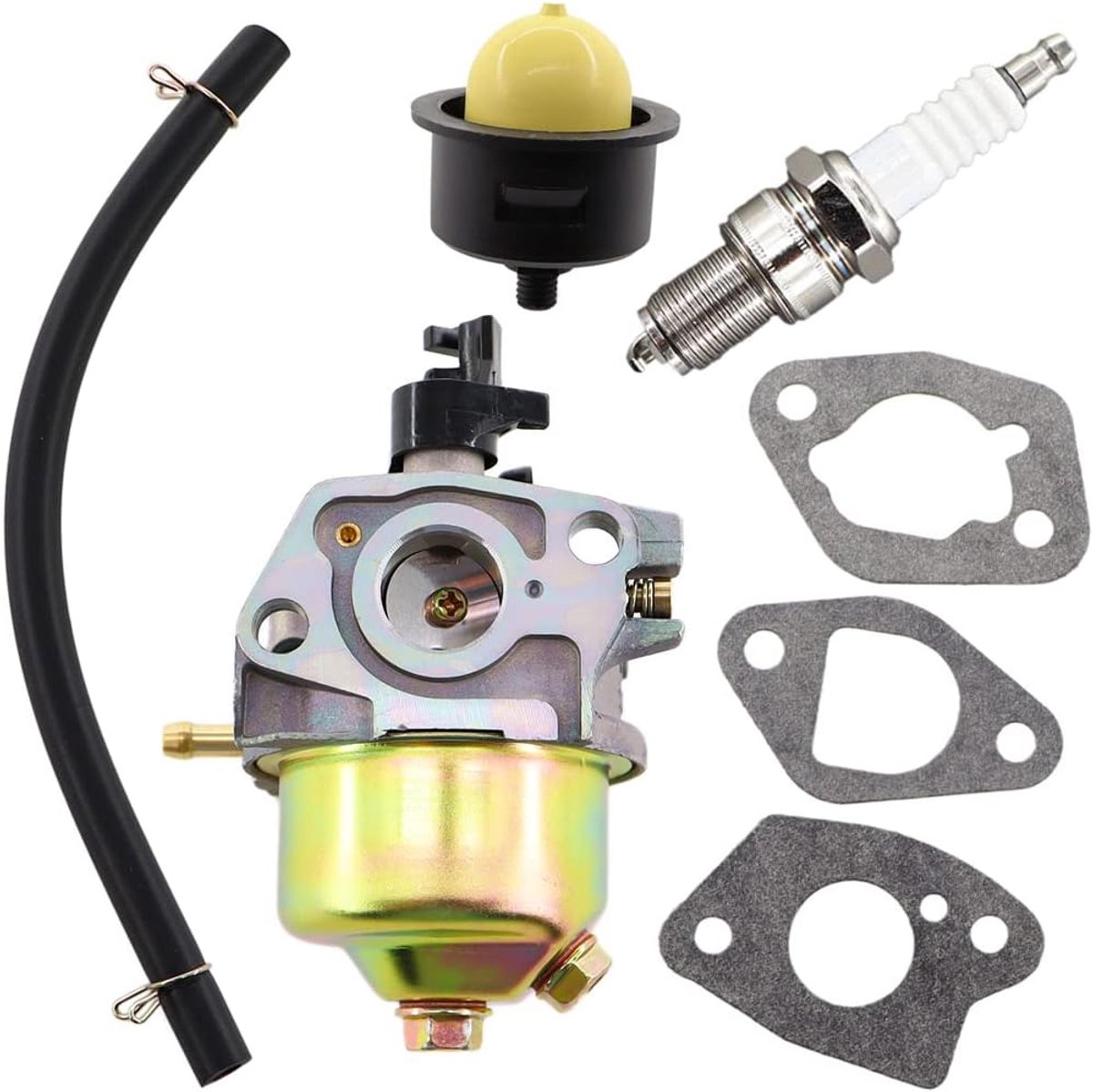Carburateur met afdichting, benzine-aansluiting, bougie primer voor Fuxtec/snoek, Einhell/Rotenbach/Scheppach/Arebos/Brast/Güde en andere grasmaaiers
