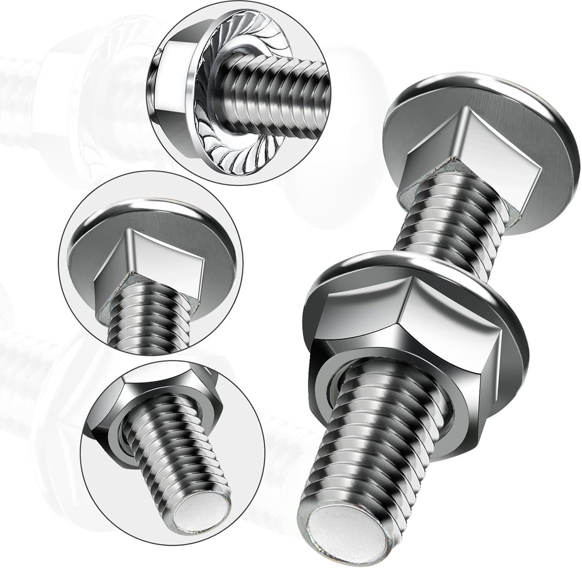 25 stuks ronde kopschroeven, M5 x 30 mm, platte kopschroeven met flensmoeren, M5 DIN 6923 schroeven voor scharnieren, bouw, industriële machines en woondecoratie