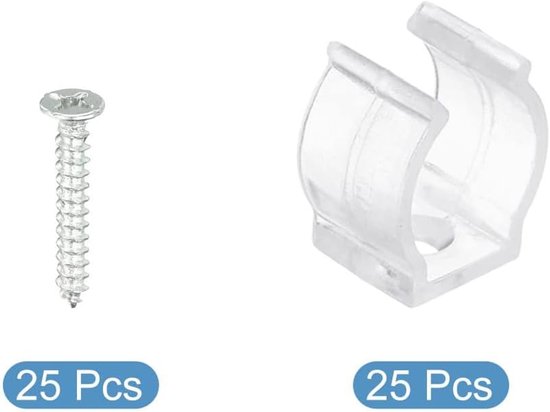 25 Stks T5 U Clips Houder Beugel voor LED Gloeilamp Montagebeugel Ondersteuning Plastic TL Buis Houder met Schroeven om Doorzakken te voorkomen, Helder — afbeelding 2