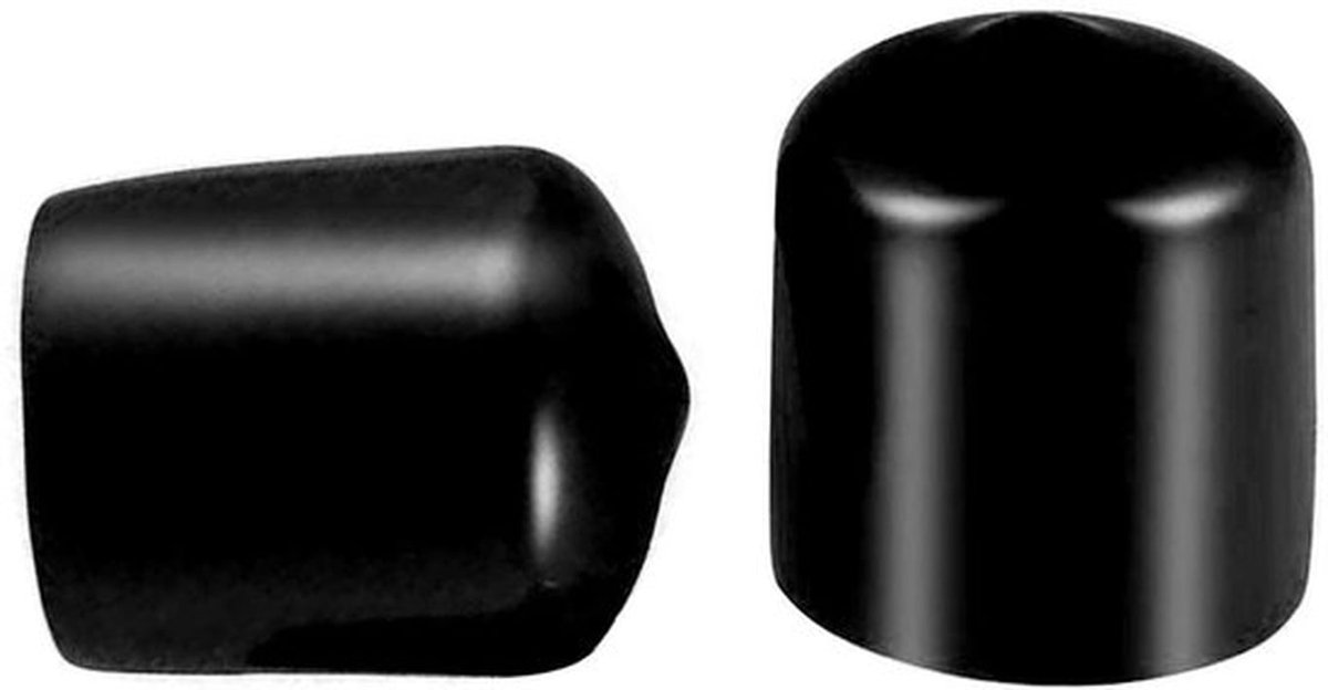 Dailygoods- Draadbeschermers 100 Stuks - PVC-Rubber - Ronde Buis - Eindkap - Zwart - Afmetingen 25x21mm - Schroefkap