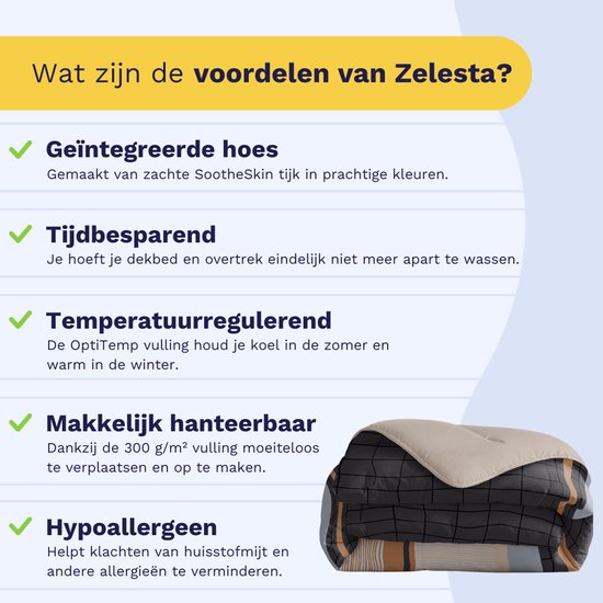Gedessineerd dekbed in bruin en grijs met een patroon van vakken en strepen.