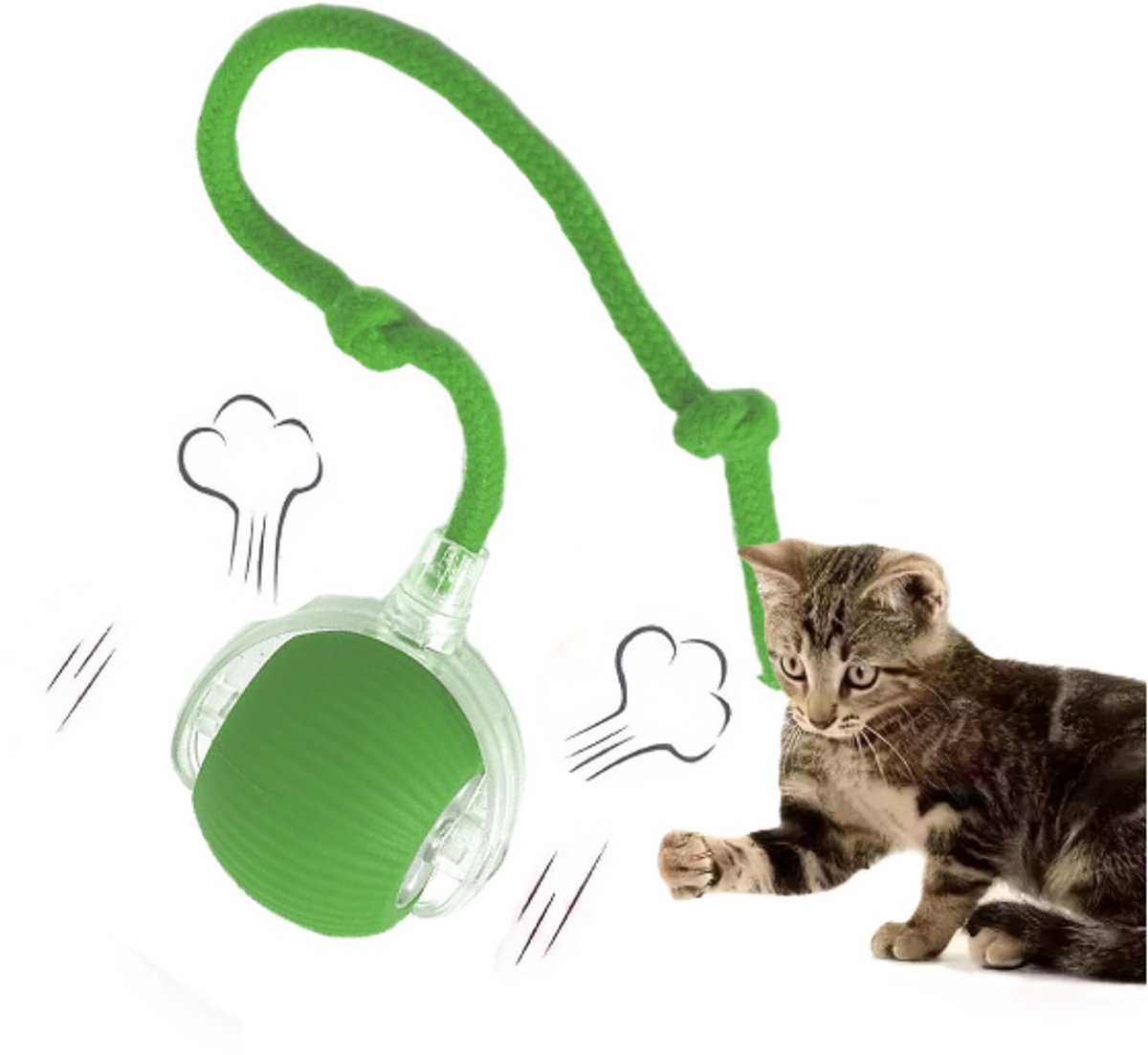Kattenspeeltje - Interactive Pet Toy Ball - Speelgoed Voor Huisdieren - Snel Rollen Op Tapijt – Indoor Small Cats Pets - Groen - LOUZIR