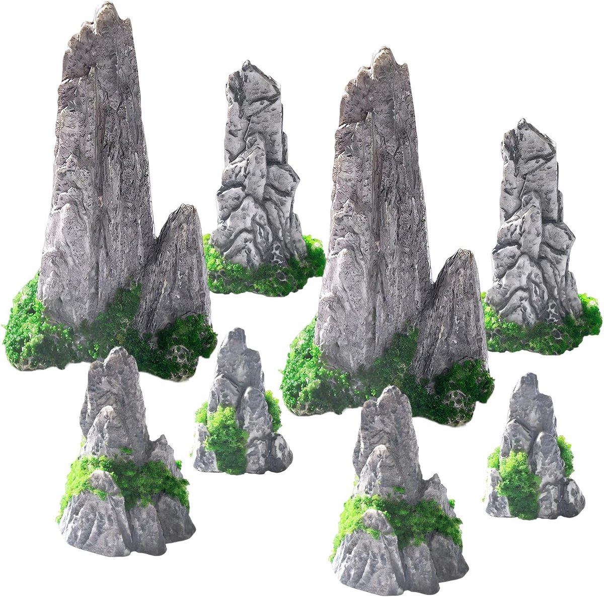 8 stuks miniatuur bergen decoratie landschap, Zen tuin miniatuur bergen, aquarium decoratie mini hars bergmodel, Zen tuindecoratie hars voor micro landschap aquarium binnenruimte bonsai DIY