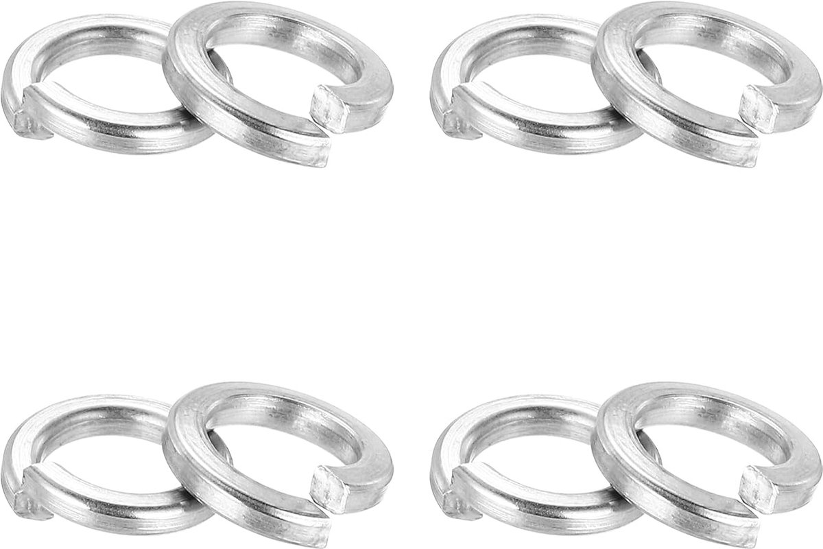 100 stuks splijtschijven, M6 veerringen, 304 roestvrijstalen sluitringen, assortiment kit voor schroeven, bouten, zilver