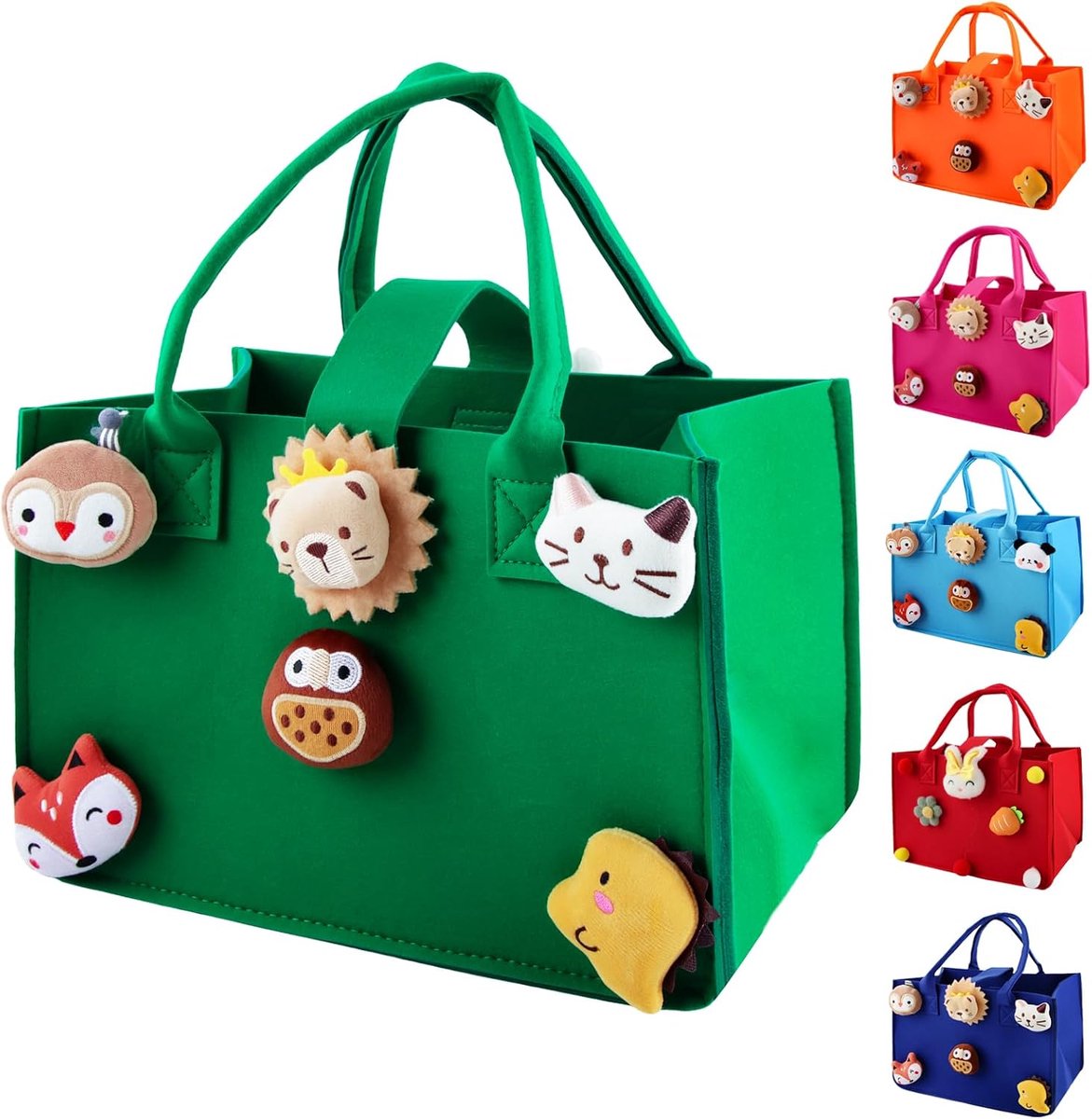 Boodschappenmand voor kinderen, 30 x 20 x 18 cm, kleine vilten tas met handvat, kindermandtas, speelgoedtas, als cadeauzakje voor de vakantie