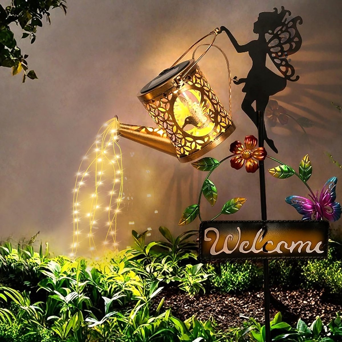 Solar Gieter Met Verlichting,Outdoor Garden Fairy Decor