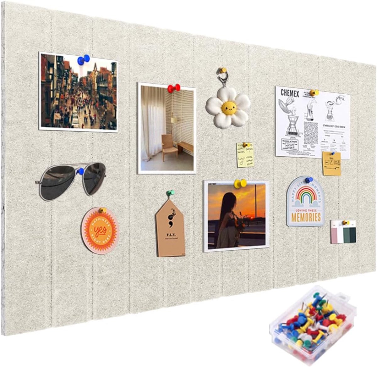 60 x 40 cm groot aanplakbord, aangepast bord van vilt, bulletin board, zelfklevende prikborden voor slaapkamer, woonkamer, kantoor, school, wanddecoratie (lichte kameel)