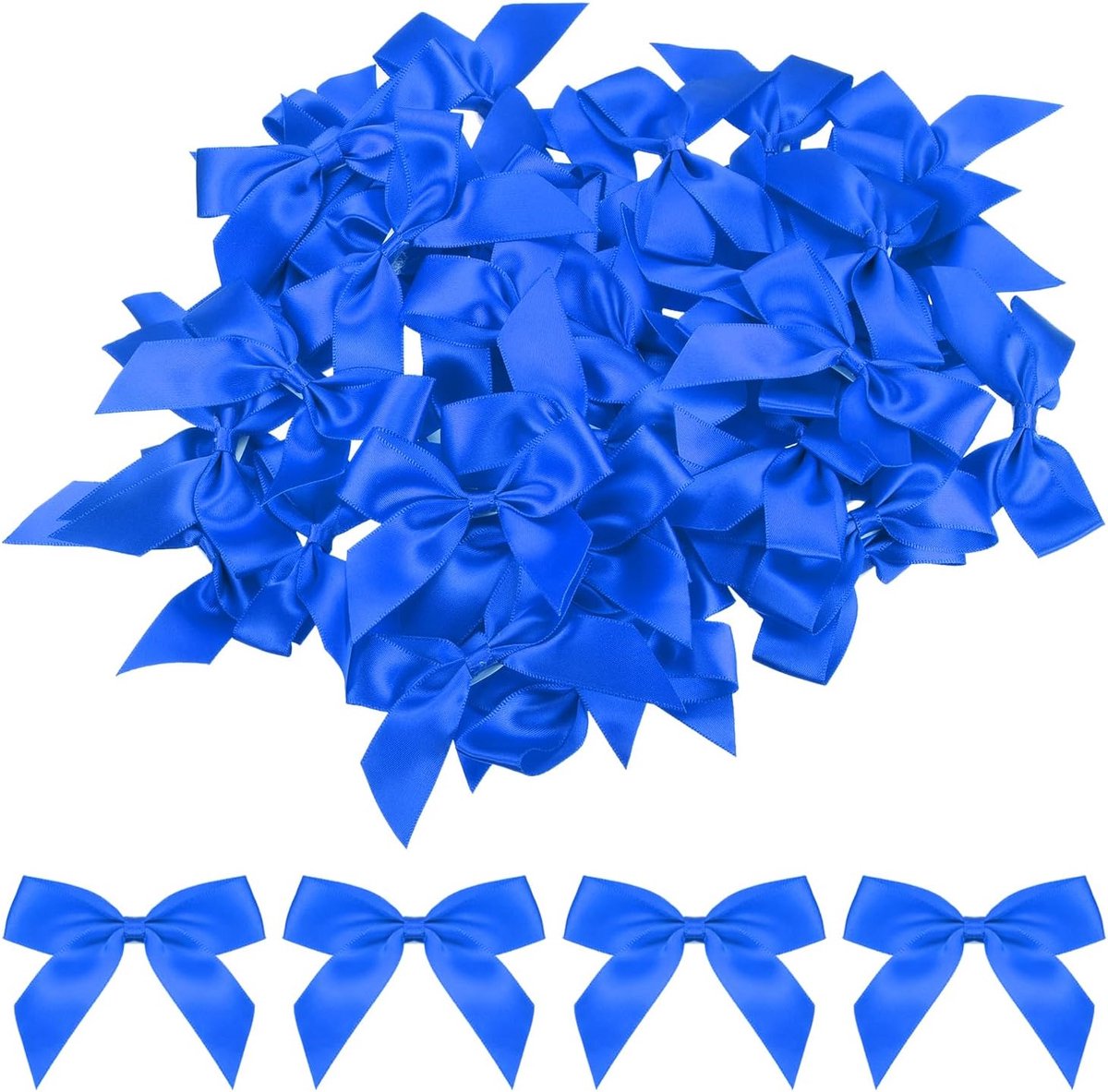 50 stuks mini-strikbogen 2,5" mini-stoffen satijnen bloemen voor knutselen doe-het-zelf naaien bruiloft verjaardagsfeest lichtblauw