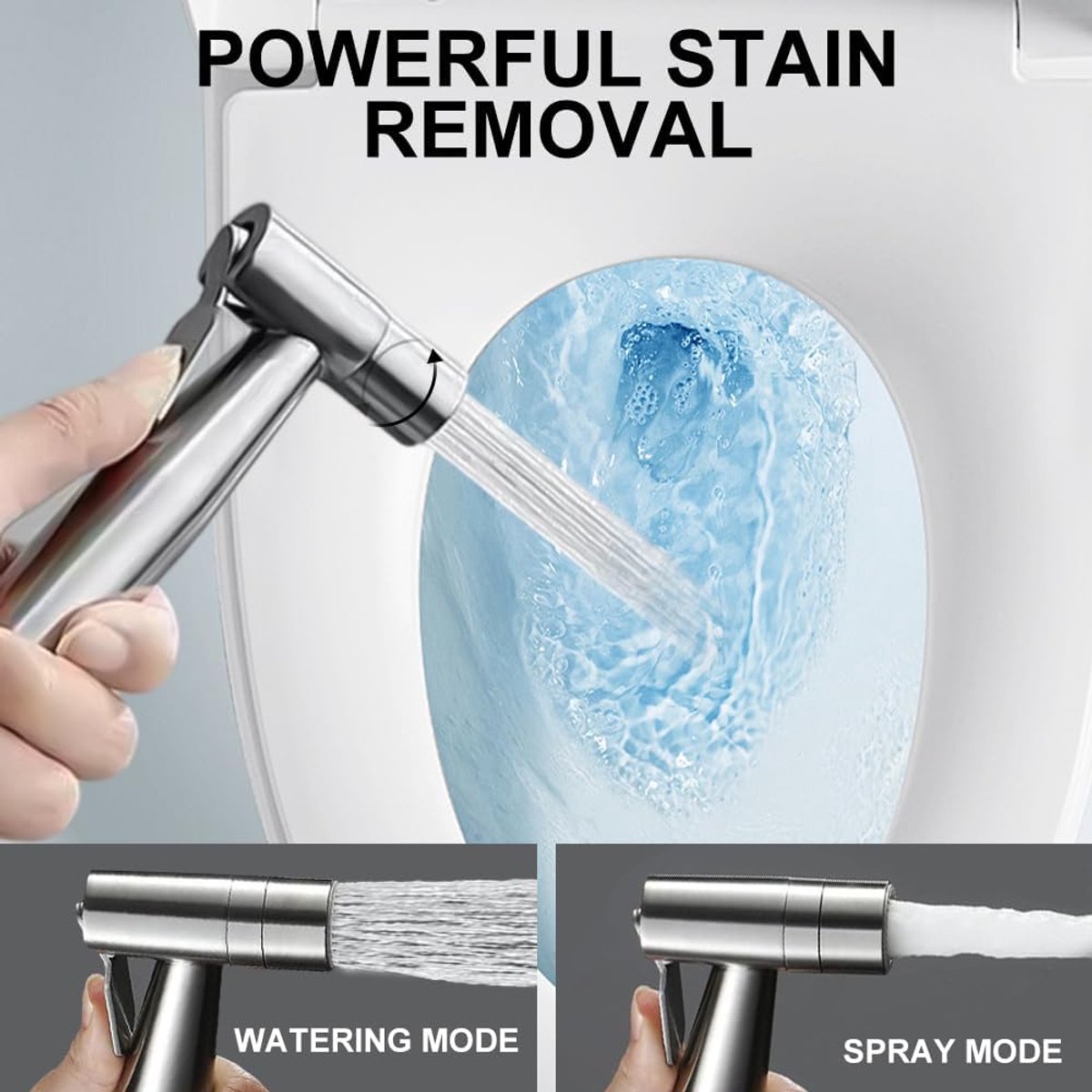Bidet handdouche roestvrij staal, toiletsproeier met dual-modus jet/stream, baby-stoffen luier sproeiset met kraandispenser en veerslang, wandhouder
