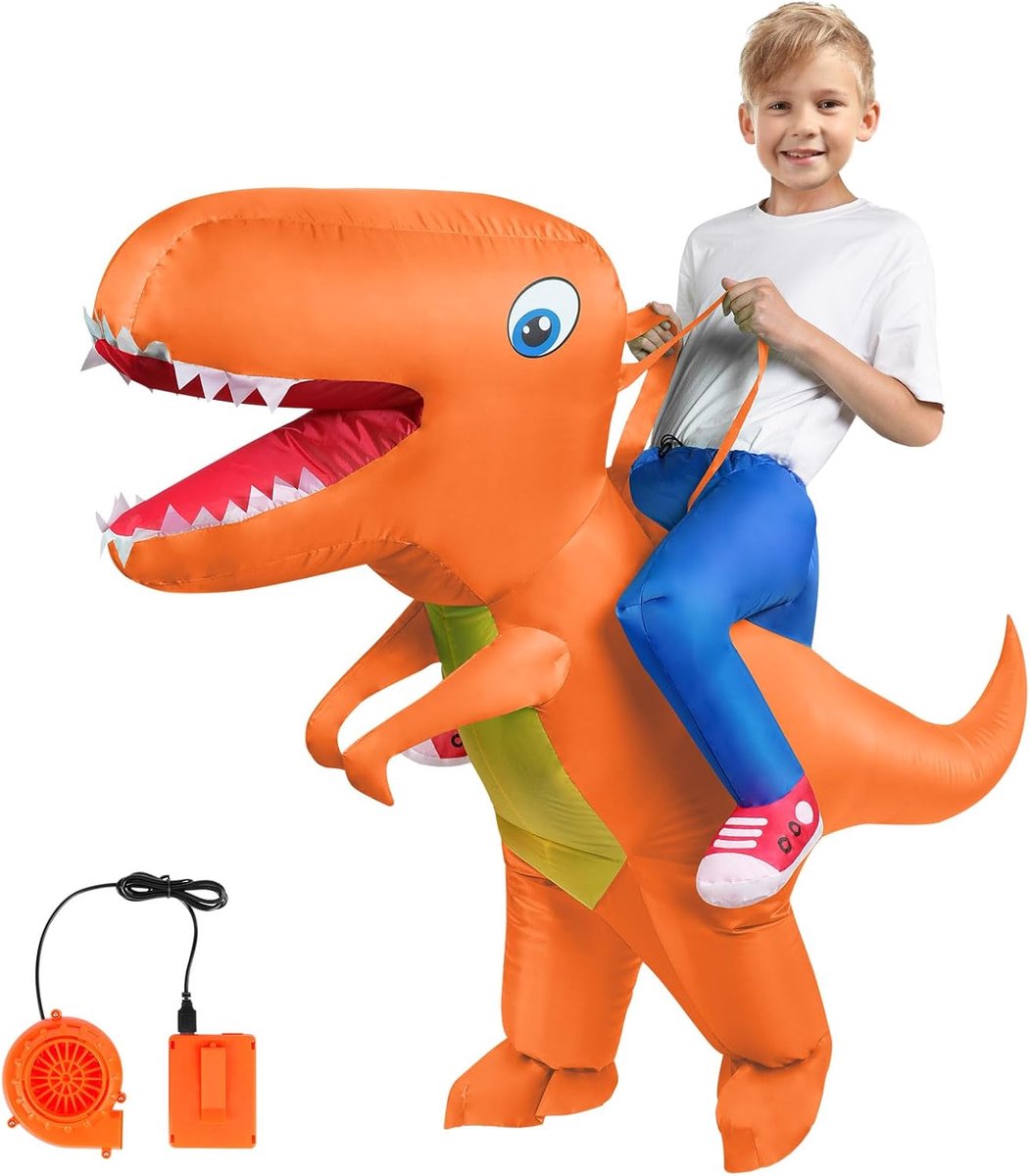 Dinosauruskostuum, Luxe Opblaasbaar Dinosauruskostuum T-Rex Opblaaskostuum Voor Volwassenen Kinderen, Grappige Berijdbare Groene Dinosaurus Halloween-Kostuums Voor Halloween Cosplay