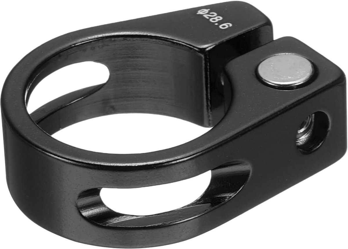 Fietszadelsteunklem, 28,6 mm, fietsclip van aluminiumlegering, fietszadelsteunring met M4-binnenzeskantschroef voor 25,4 mm fiets, mountainbike, racefiets, steunbuis, zwart