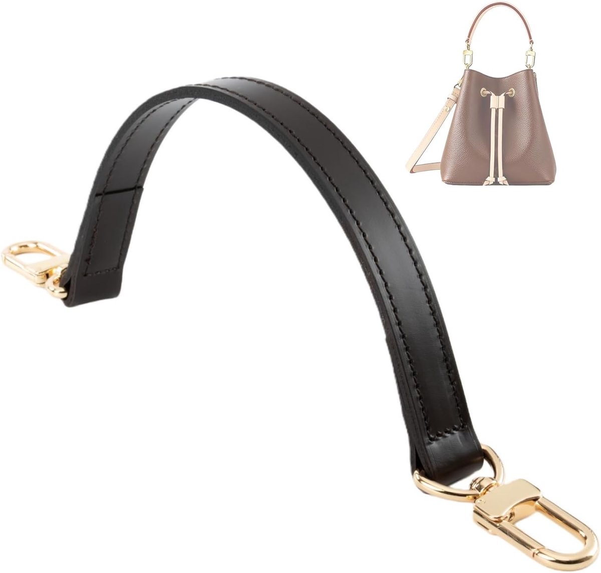 Vachetta Echt leren handvat voor de Neonoe NOE Bucket-handtas (Damier Koffie, L33 B1,8 H0,33CM)