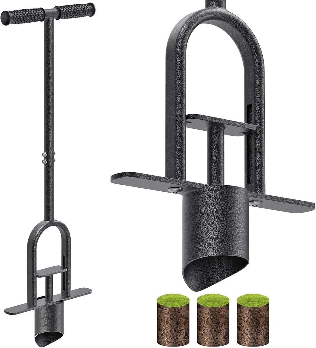 uitgevoerde bollenplantertool met lange steel en zachte rubberen grip, tuinzodenplugger voor het graven van gaten, grasreparatie, zaailingen verplanten
