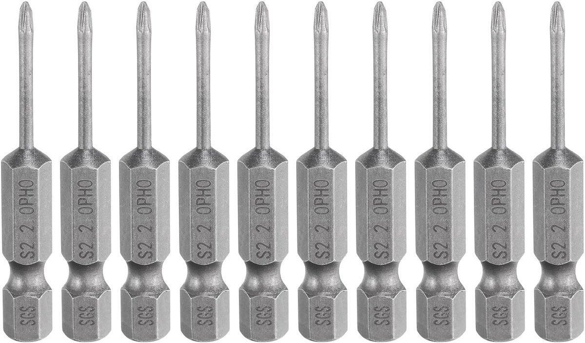10 stuks #0 Phillips schroevendraaierbit PH0 1/4 inch zeskantschacht 2 inch (50 mm) lang magnetisch S2 staal industriële kwaliteit schroevendraaier bit kruiskop boor bits 0,079 inch (2 mm