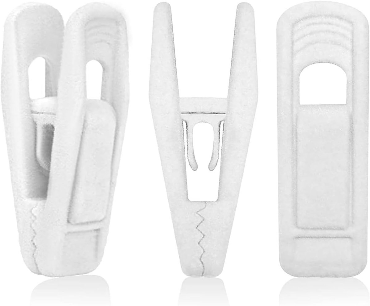 20 stuks fluwelen kledinghangers, clips, broekclips, fluweel, wasknijpers, wit