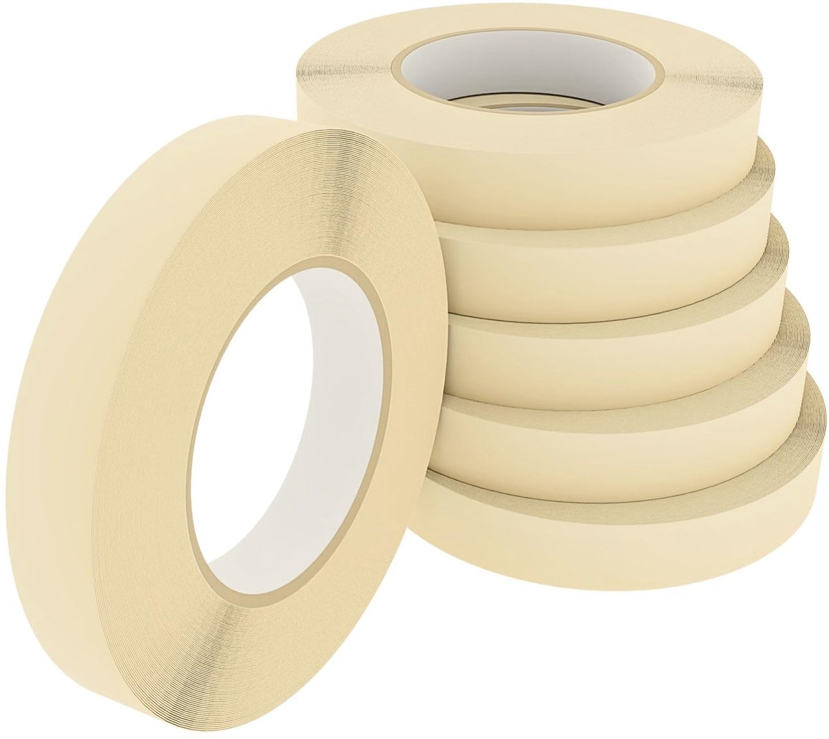 Set met 6 plakbanden, 18 mm x 50 m (300 m), schilderstape | Schilderband voor schilderwerk, zelfklevend, gemakkelijk te verwijderen, zonder resten achter te laten.