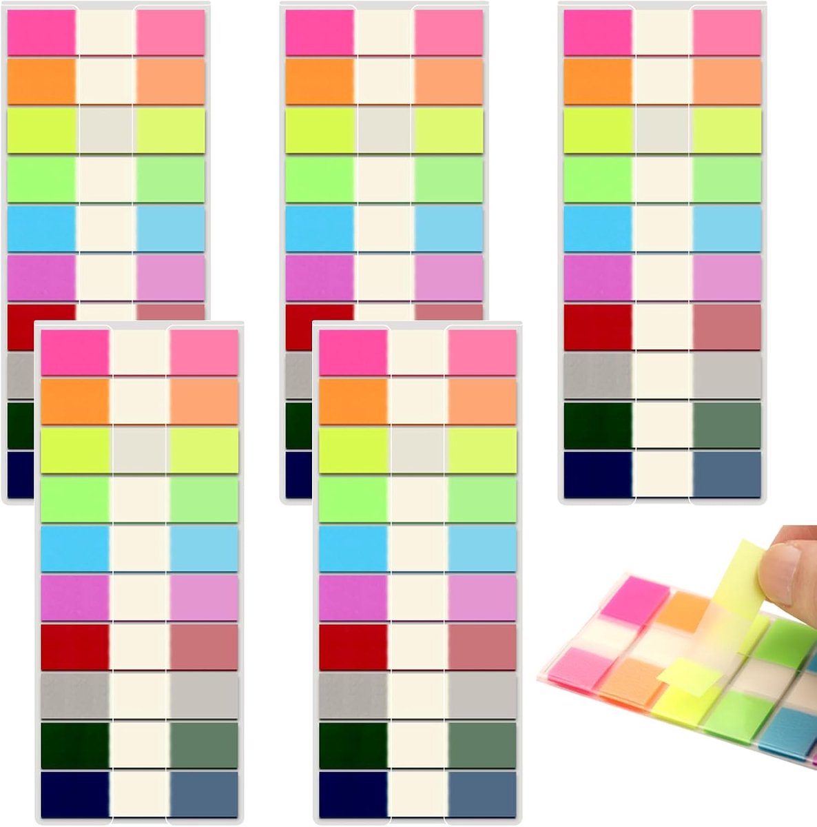 Zelfklevende notities, tabs, plakstrips, transparante zelfklevende notities, PET, veelkleurig voor bladwijzers, studeren, kantoor, schoolplanner, memo