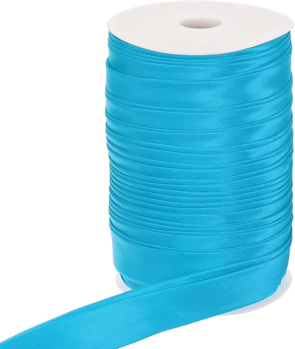 Biaisband, 2,5 cm x 50 m doorlopende biaisband satijnen stof voor naaien quilten naden zomen biezen kleding handwerk, meerblauw