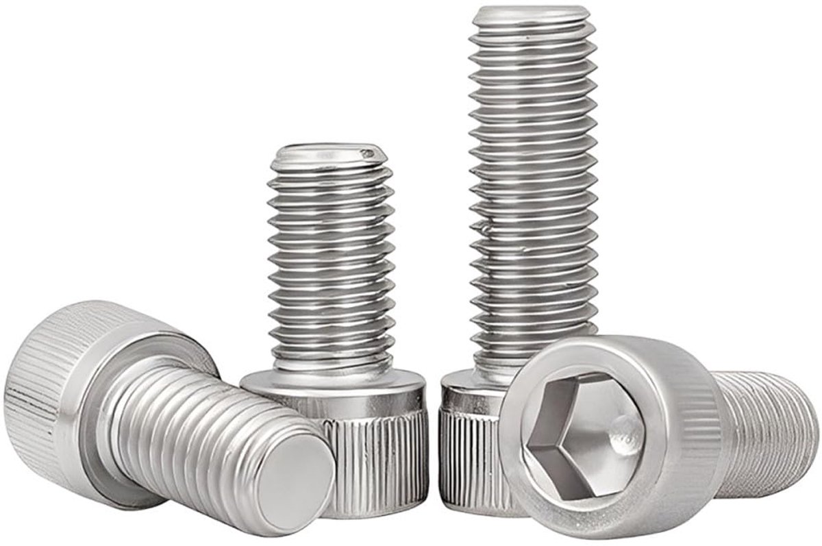 10 stuks cilinderbouten met binnenzeskant, M5 x 16 mm, roestvrij staal, A2 V2A, roestvrijstalen cilinderkopschroeven, machineschroeven, volledige schroefdraad, zilver