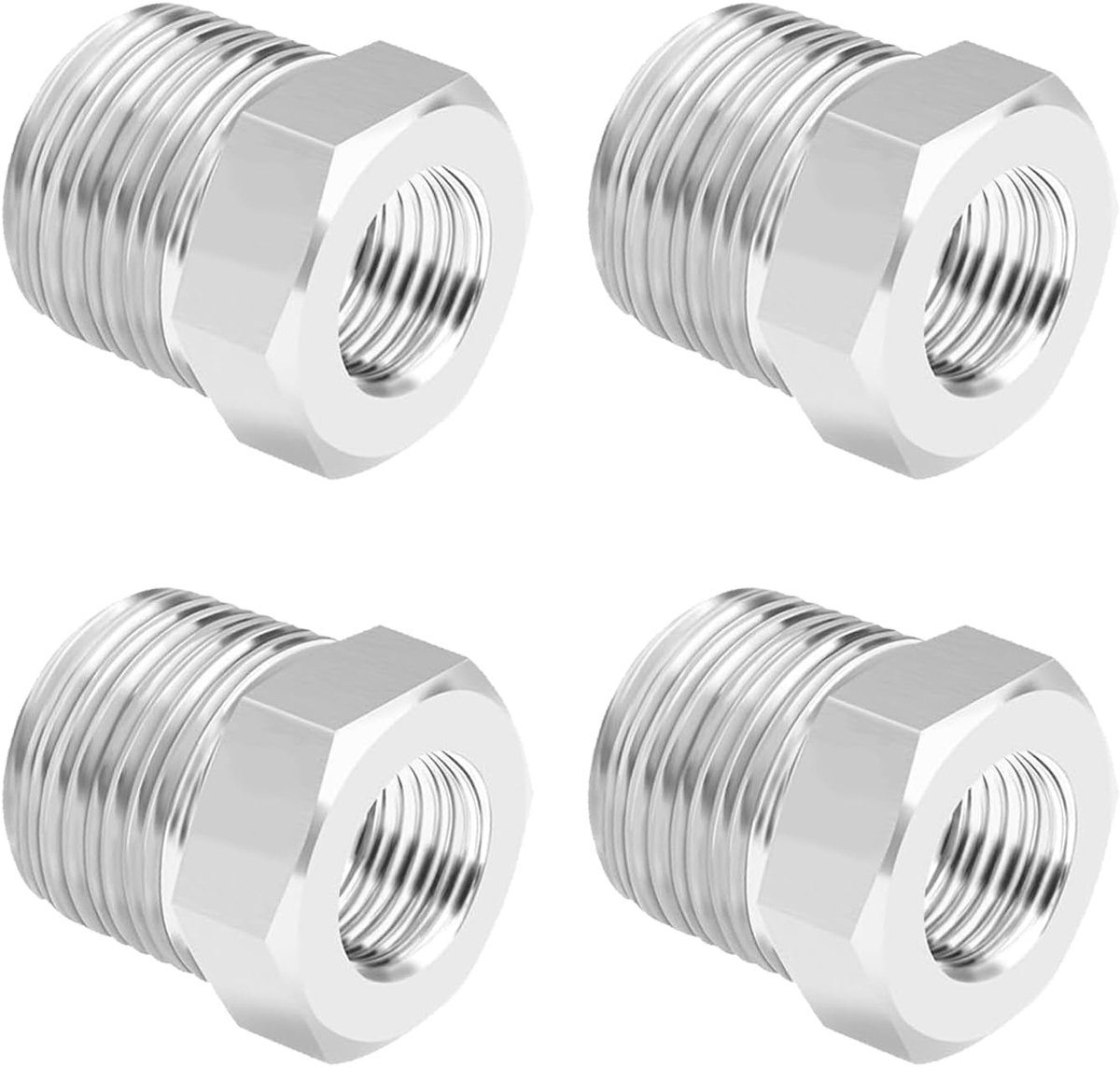 1/2 naar 1/4 inch, 4 stuks adapters 1/2 inch naar 1/4 inch, verloopstuk, roestvrijstalen schroefdraadfitting, buitendraadverbindingen, geschikt voor industrie, buizen, water enz