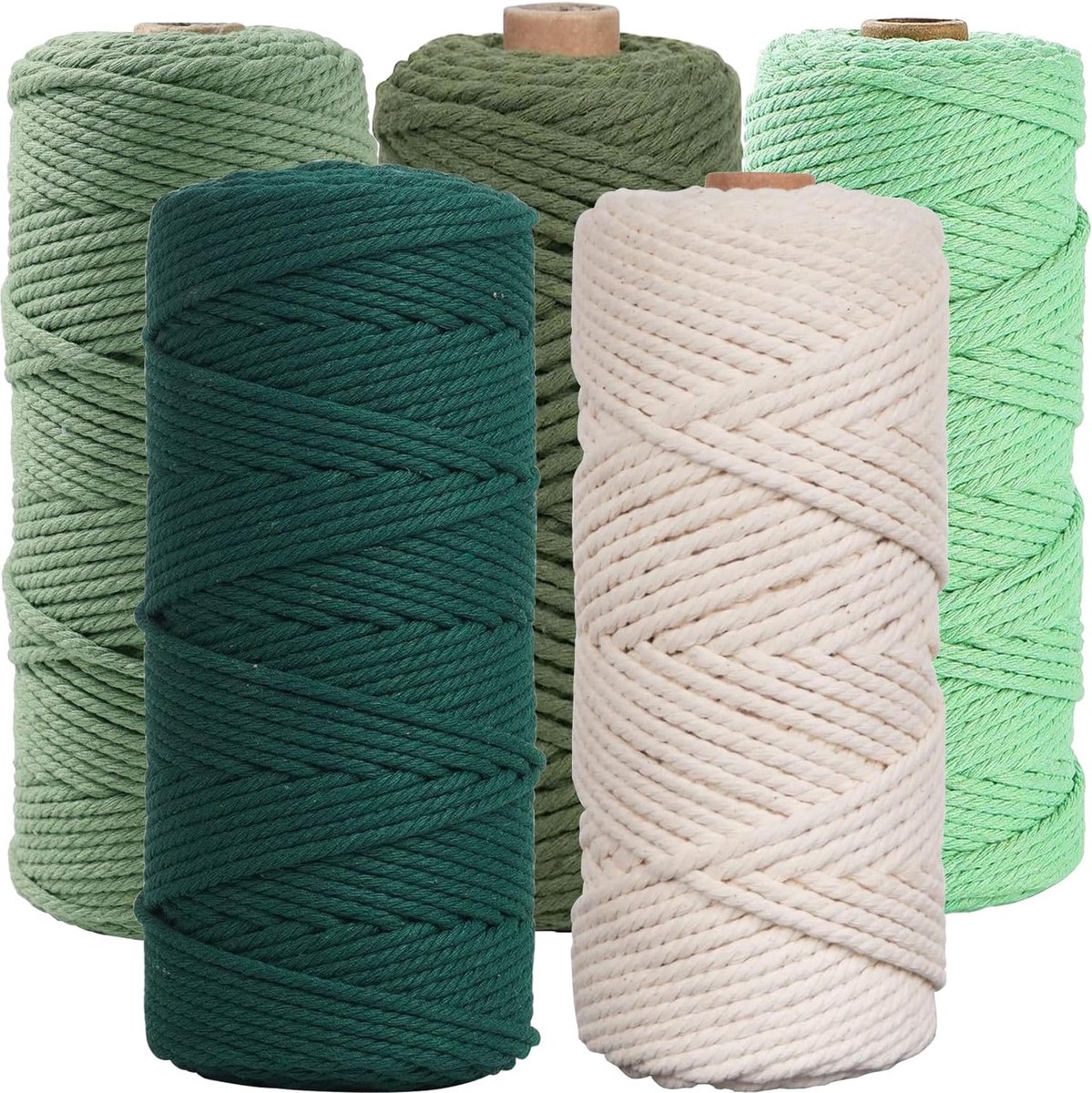 katoenen knutselkoord, macramé, katoengaren, 3 mm, natuurlijk kleurrijk knutselkoord voor knutselen, breien, ophangen, doe-het-zelf handwerk