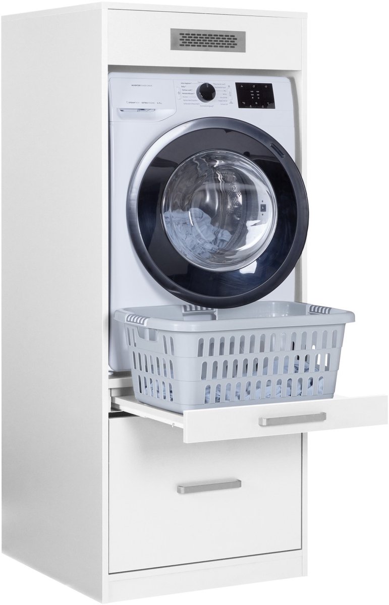 Interlink Lifestyle Studio Flow wasmachinekast met uittrekbaar werkblad - Wit - 67 x 68 x 164 cm