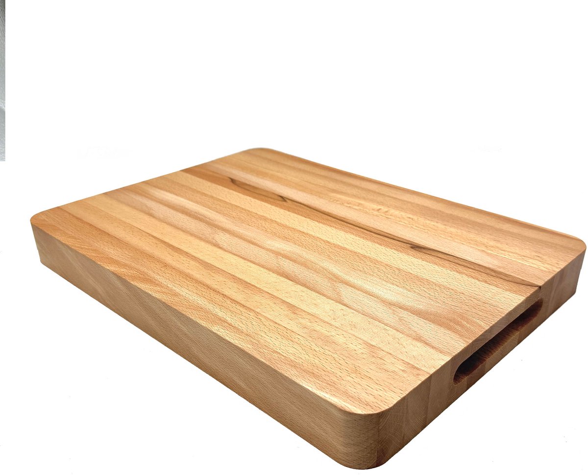 Dikke Snijplank met Handvatten – Geolied Beukenhout – Hakblok en Serveerplank – 38 x 28 x 4 cm