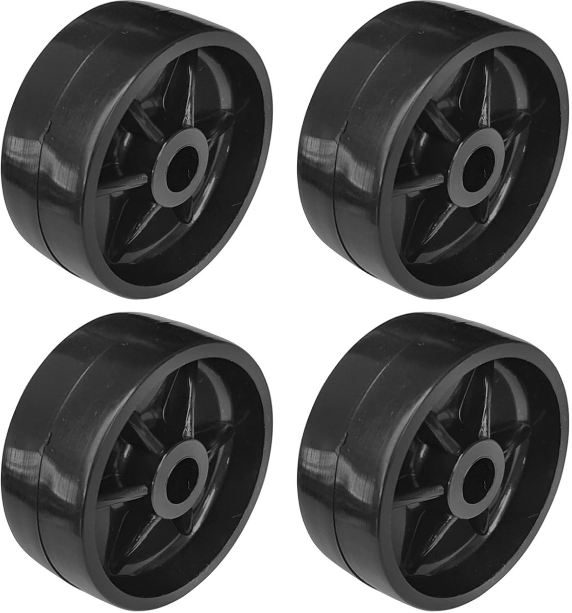 SnelShoppen - 4 x Plastic Wielen 38 mm Zwart, Meubelwielen, Rolwielen voor Trolley, Kleine Lades, Glijdende Deuren, Duurzaam en Robuust