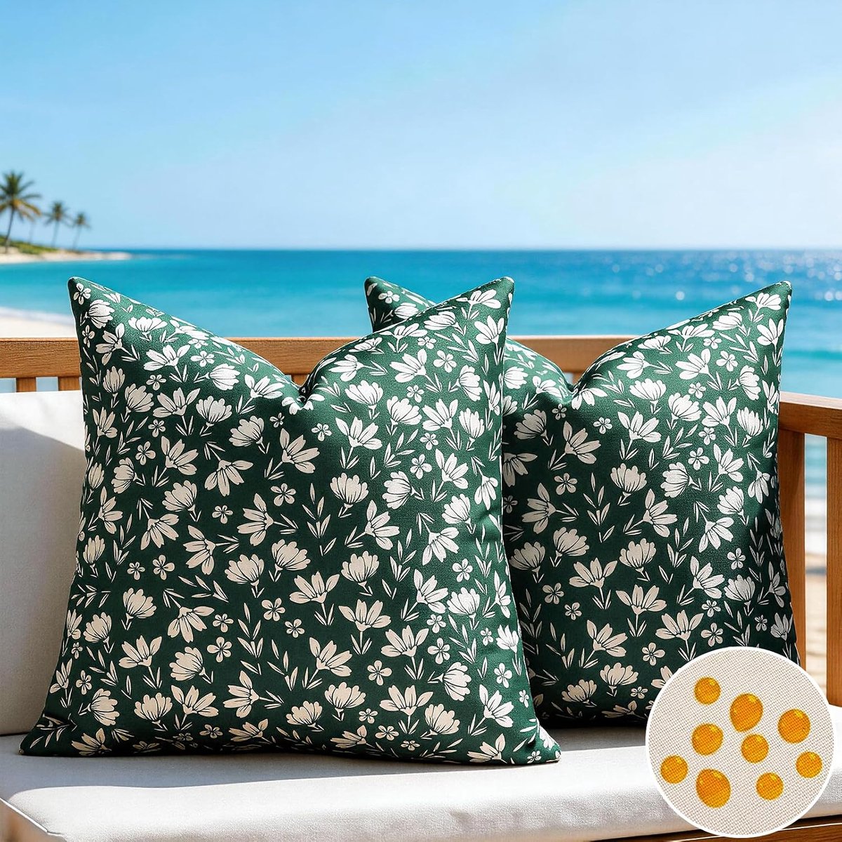 Decoratieve Kussenslopen 45 x 45 cm - Salie Groen - Wilde Bloemen - Makkelijk te onderhouden - SnelShoppen