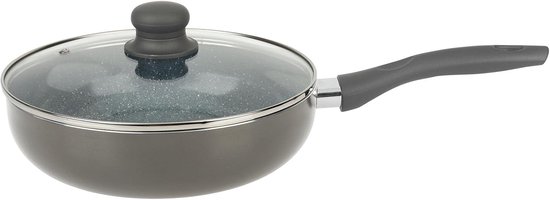 529579 AUTAN aluminium stoofpan Ø 24 cm H 6,5 cm - gezonde antiaanbaklaag van keramiek met steeneffect - glazen deksel - hittebestendige siliconen handgreep - voor alle warmtebronnen inclusief — afbeelding 5