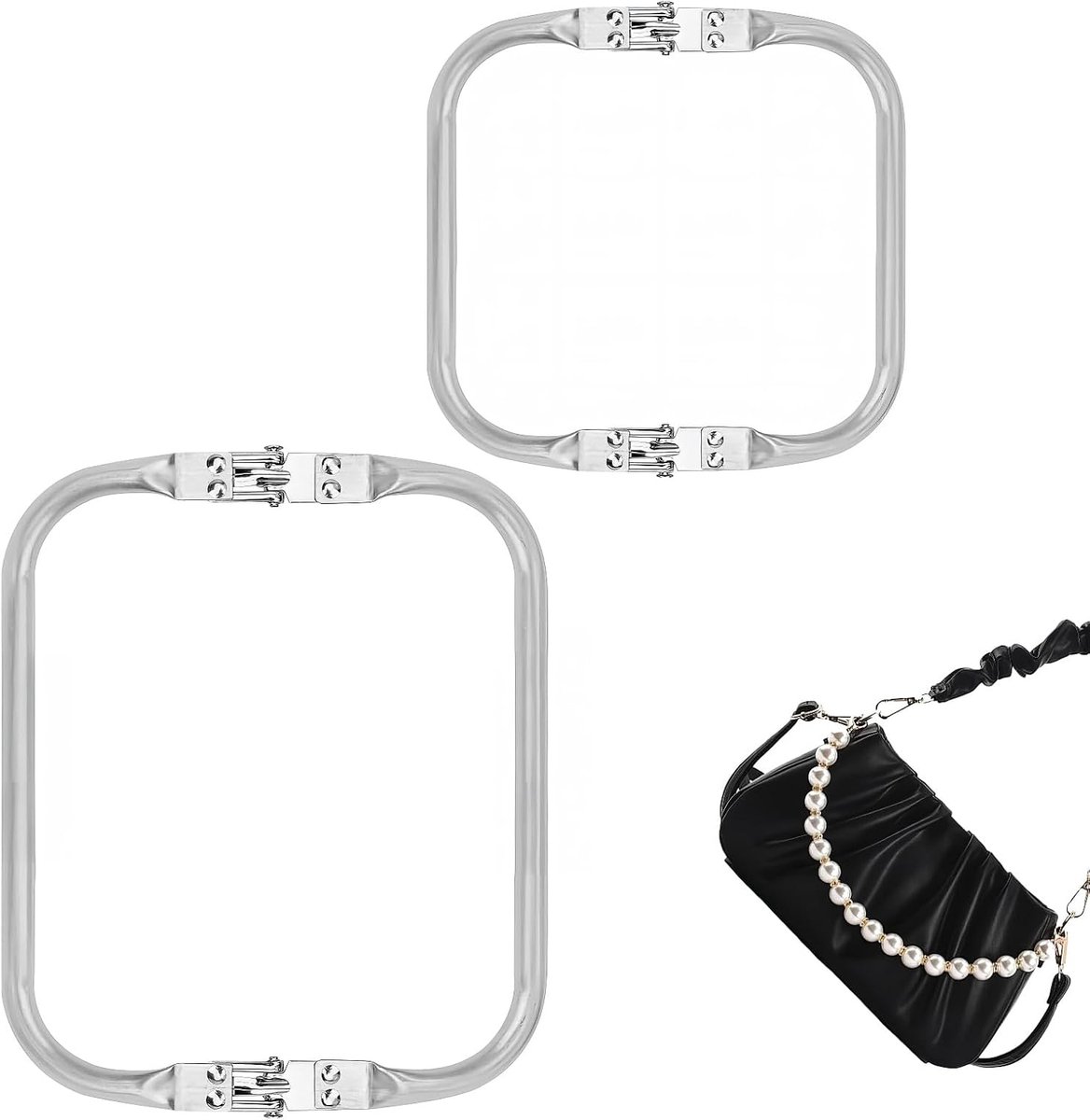 Set van 2 haakzakken van aluminium, U-vormige sluitingen voor tassen, mondstuksluiting voor clutch, accessoires voor tassen en portemonnees