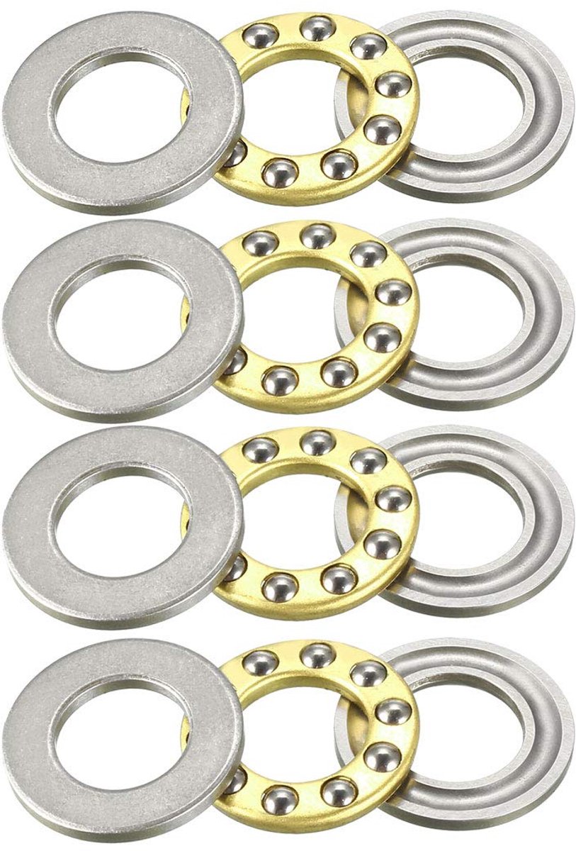 sourcing map 4 stuks F10-18M axiale kogellagers 10 mm x 18 mm x 5,5 mm chroomstaal enkele richting