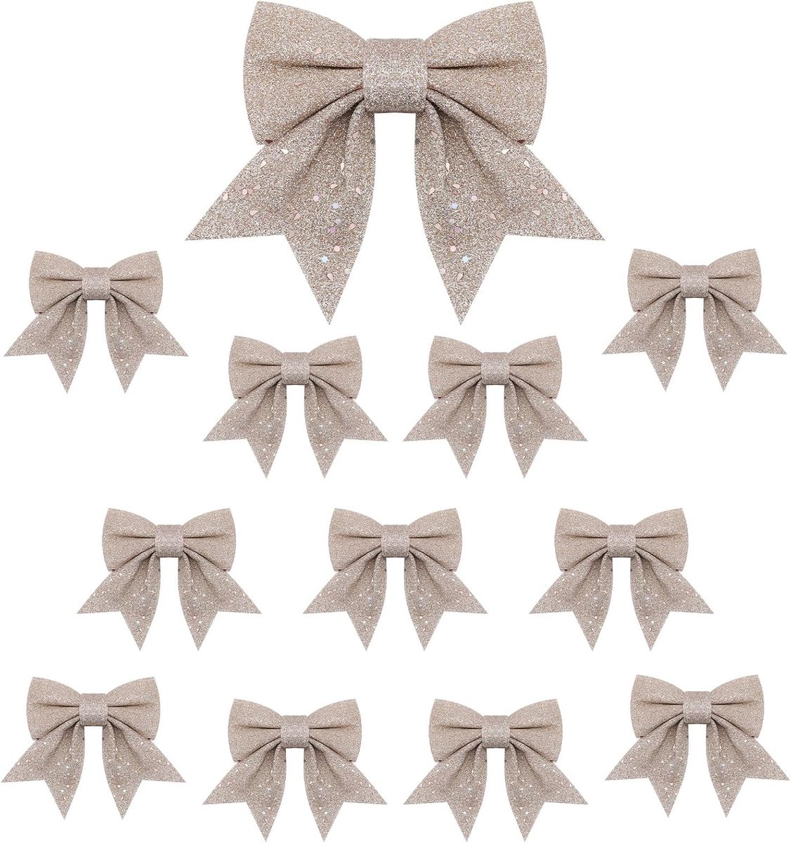 gouden kerststrikdecoraties, glitterstrikken voor kerstboom decoratief, kerstboomstrikken decoratief voor krans geschenkdoos thuis feestornamenten 12 stuks