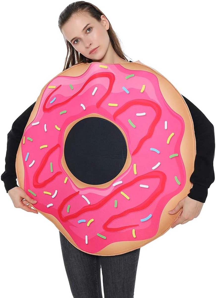 Donutkostuum voor volwassenen en kinderen, snacks, grappige outfit voor heren en dames