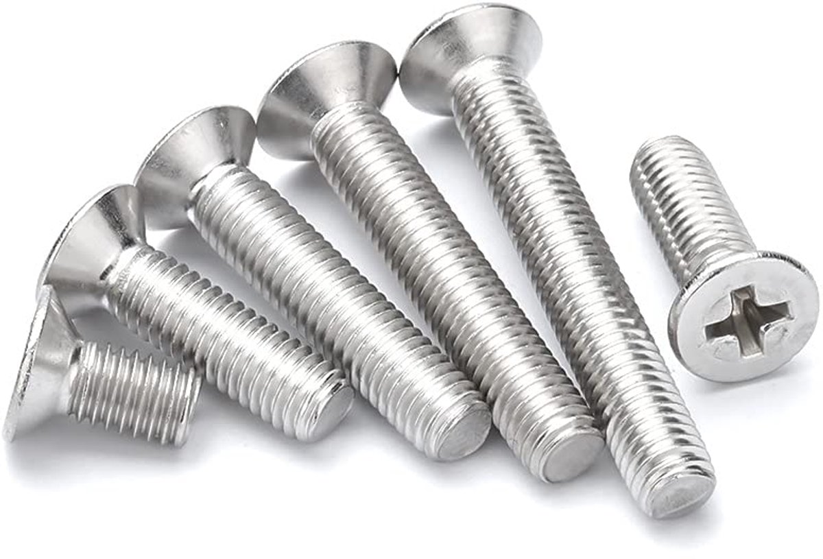 rvs verzonken schroeven kruiskopschroef phillips platte kop machineschroeven M3×12mm,50 pcs