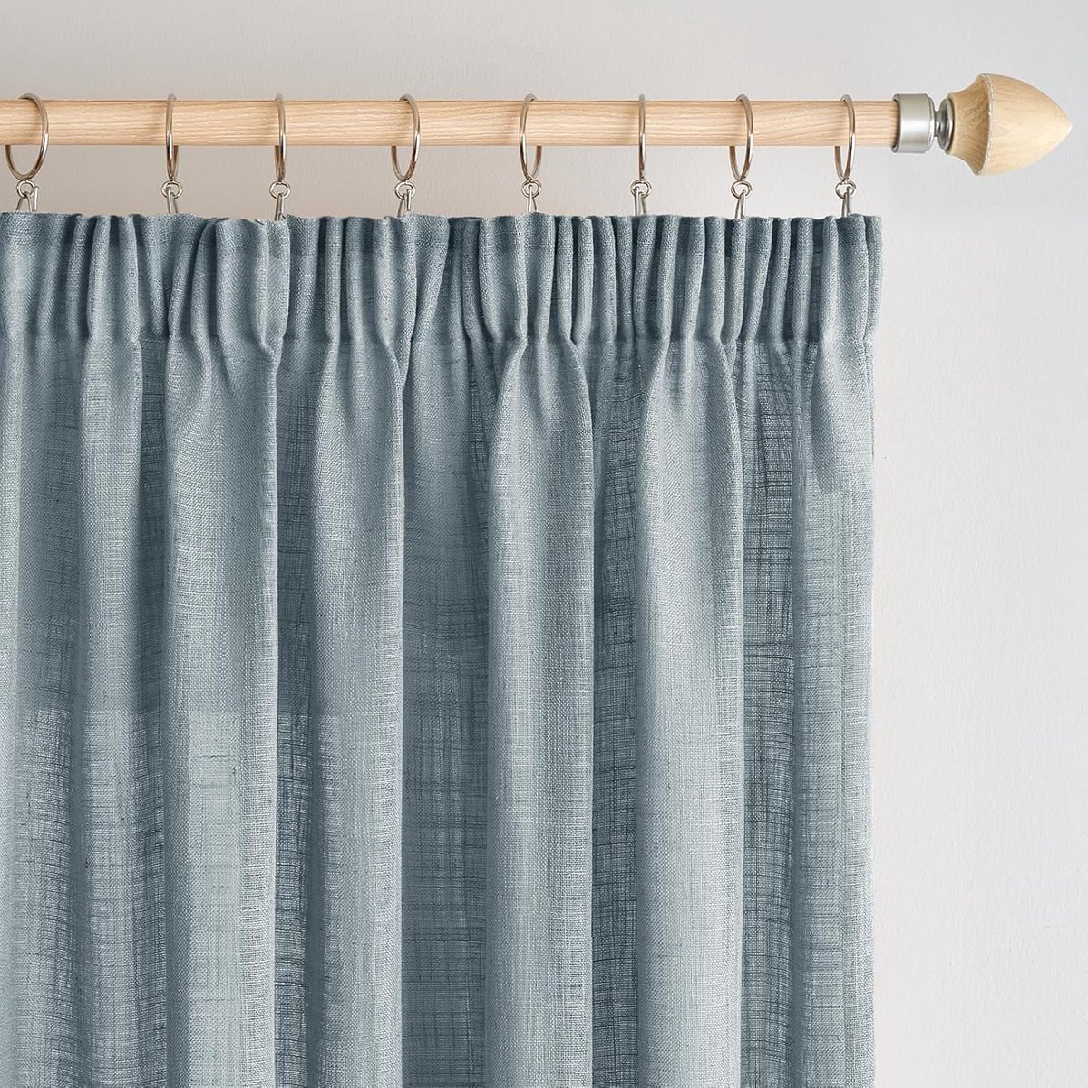 linnen gordijnen met plooiband, moderne transparante decoratieve gordijnen voor woonkamer, slaapkamer of raam, set van 2, 140x260cm, donkerblauw
