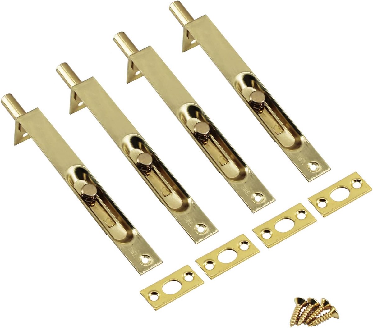4 Inch Roestvrij Staal Verborgen Deurslot Flush Slide Klink Bolt met Schroeven Gouden (4 stuks)