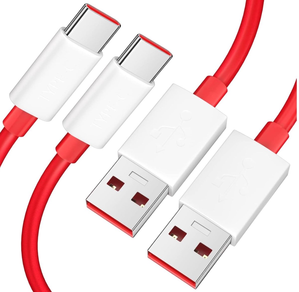 2 stuks reserve oplader 65 W 80 W USB naar USB-C oplaadkabel voor OnePlus 12 Open 11 10 8 7T Pro 7 6T 5T | Ondersteunt Warp-opladen en SuperVOOC | 2 meter | gegevenssynchronisatie en snel opladen