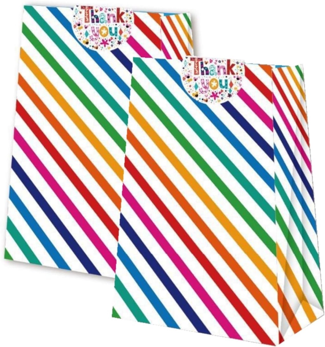 21 stuks feestzakjes, regenboogstreepontwerp met stickers, geschenken snoepzakjes voor babyshower, bruiloft, Valentijnsdag