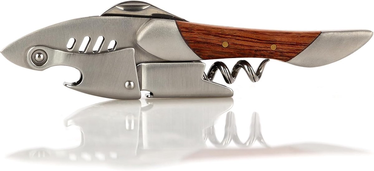 Haaivormig Design Hout RVS | Versterkte spiraal, Gebogen zaagblad, Geïntegreerde klepopener, Comfortabele grip