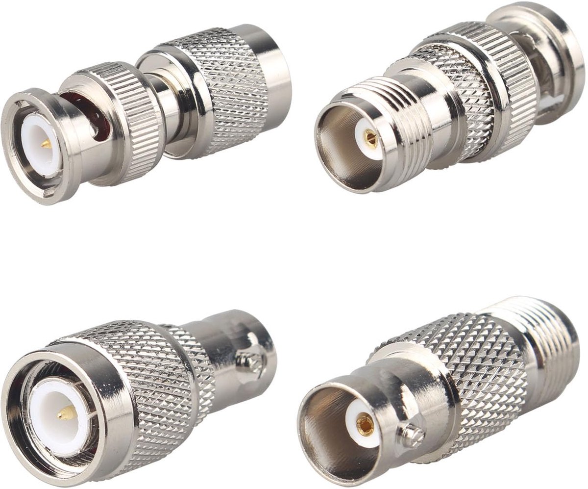 4PCS BNC to TNC Coax Adapter Female to Male TNC to BNC Jack RF coaxial Low Loss Nickel Plated Connector for Wifi Antenna Extension Cable Broadcast CCTV LMA Video Telecom Wireless device